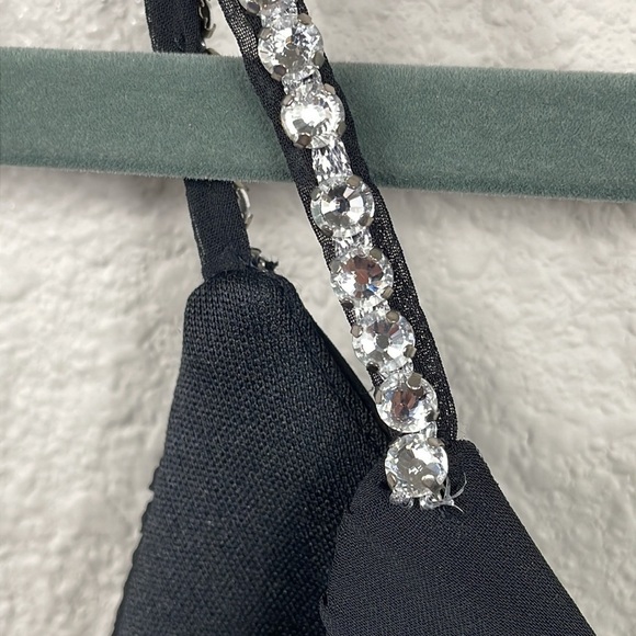 NWT Jenny Packham Chiffon Rhinestone Strap Short Bridesmaid Dress Black JP1024 - Picture 5 of 12